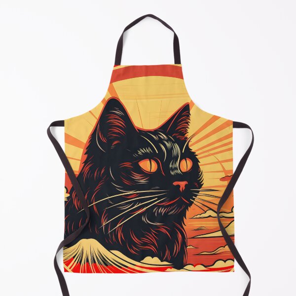 Item preview, Yoshi the Rising Sun Black Cat | Vintage 60s Patch Style designed and sold by Meowski & Co..