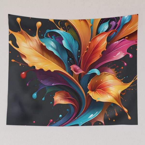 Item preview, "The vector art titled 'Splash of Colors on Leaves' beautifully captures the vibrant and lively essence of nature through its intricate depiction of colorful foliage." designed and sold by Best-Art-32.