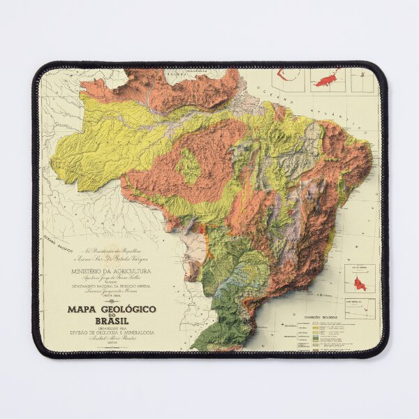 Item preview, 1942 Brazil Shaded Relief Map 3D digitally rendered designed and sold by ThinkAboutMaps.