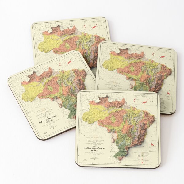 Item preview, 1942 Brazil Shaded Relief Map 3D digitally rendered designed and sold by ThinkAboutMaps.