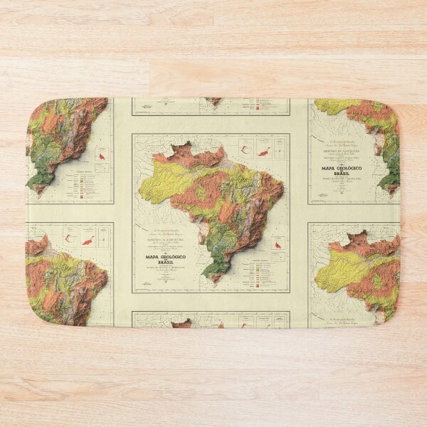 Item preview, 1942 Brazil Shaded Relief Map 3D digitally rendered designed and sold by ThinkAboutMaps.