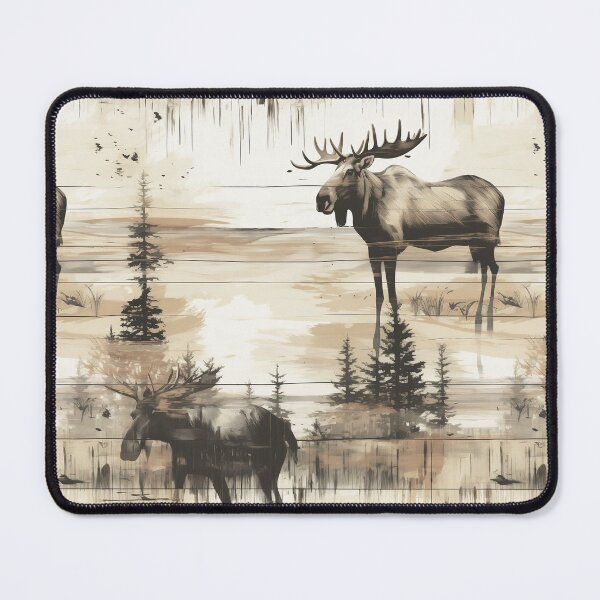 Item preview, Rustic Moose on Distressed Painted Barnwood: Sepia Brown Woodland Cabin Lodge Western Wildlife Animal- designed and sold by KimMarshall.