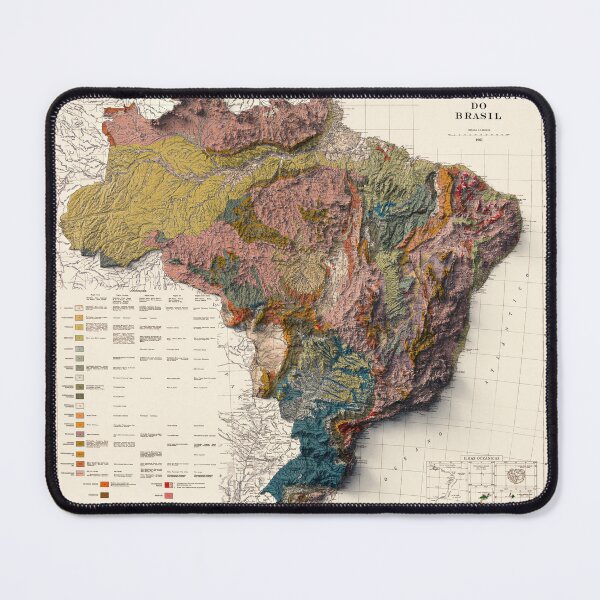 Item preview, 1960 Brazil Shaded Relief Map 3D digitally rendered designed and sold by ThinkAboutMaps.