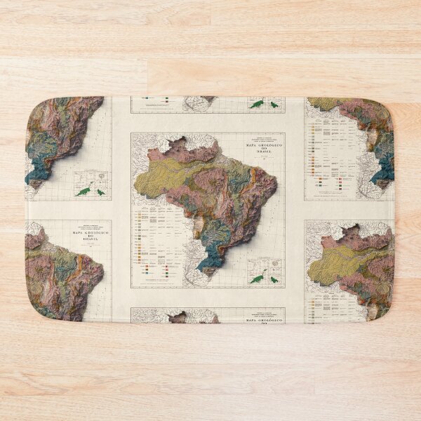 Item preview, 1960 Brazil Shaded Relief Map 3D digitally rendered designed and sold by ThinkAboutMaps.