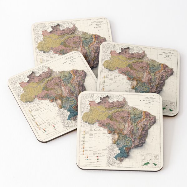 Item preview, 1960 Brazil Shaded Relief Map 3D digitally rendered designed and sold by ThinkAboutMaps.