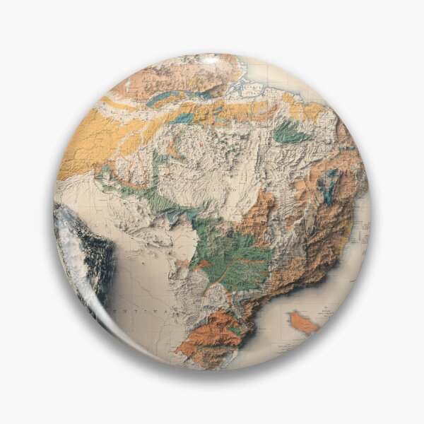 Item preview, 1919 Brazil Shaded Relief Map 3D digitally rendered designed and sold by ThinkAboutMaps.