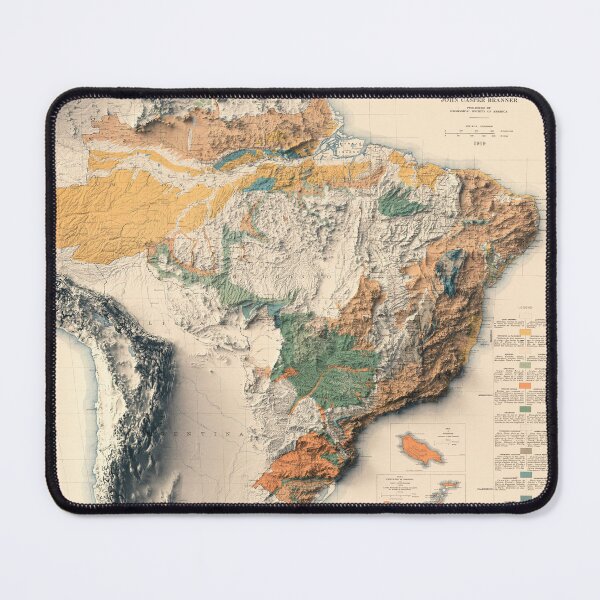 Item preview, 1919 Brazil Shaded Relief Map 3D digitally rendered designed and sold by ThinkAboutMaps.