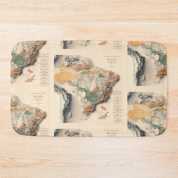 Item preview, 1919 Brazil Shaded Relief Map 3D digitally rendered designed and sold by ThinkAboutMaps.