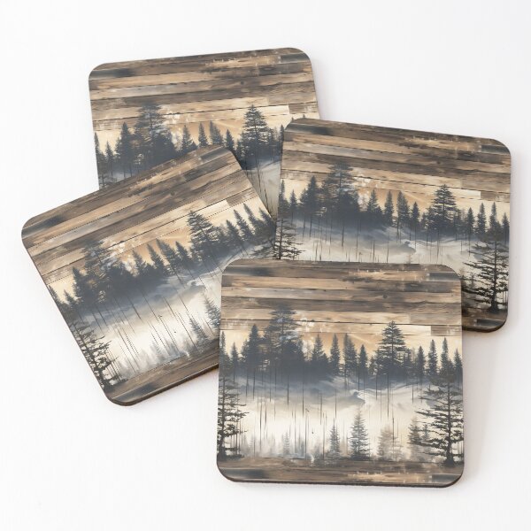 Item preview, Watercolor Woodland Forests: Weathered Stained Wood Planks in Brown and Black - Lodge Cabin Western Mountains Great Outdoors Landscape designed and sold by KimMarshall.