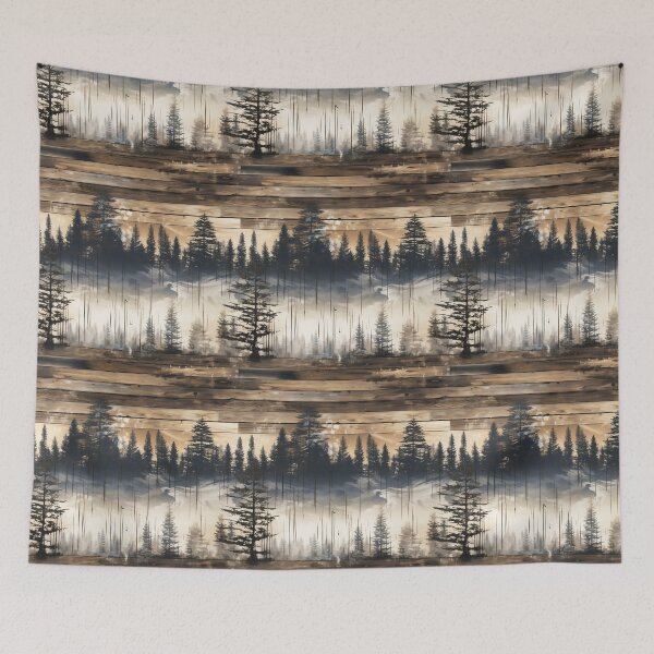 Item preview, Watercolor Woodland Forests: Weathered Stained Wood Planks in Brown and Black - Lodge Cabin Western Mountains Great Outdoors Landscape designed and sold by KimMarshall.