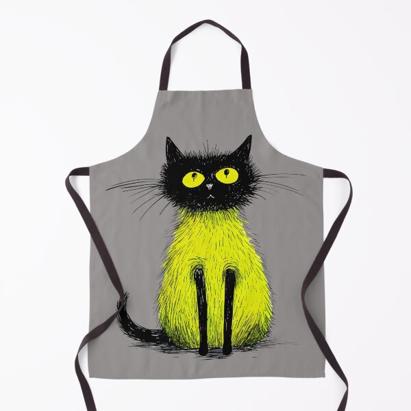 Item preview, Meowzabub the Yellow Eyed Black Cat wearing Fuzzy Yellow Sweater designed and sold by Meowski & Co..