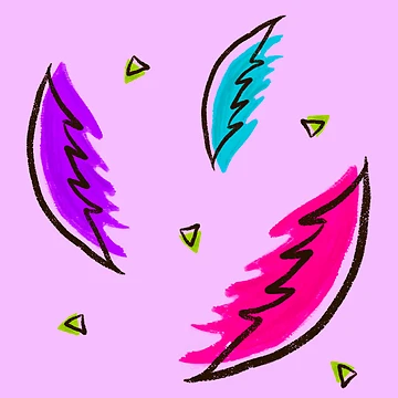 Artwork thumbnail, Neon Boho Feathers Pattern by InversionGraph
