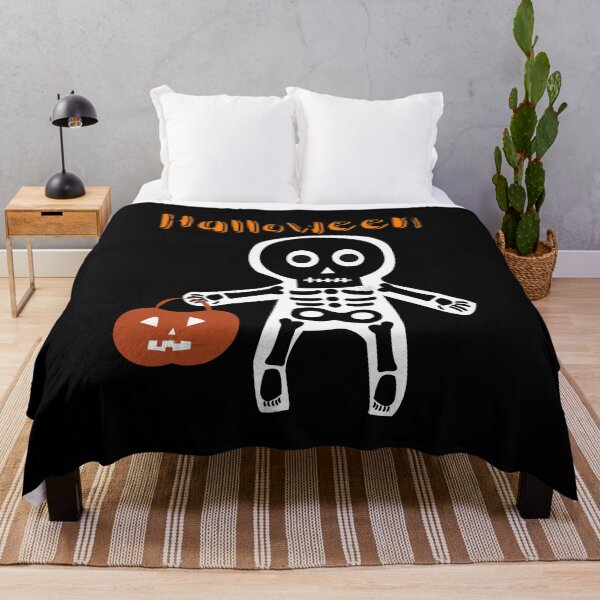 Item preview, Skeleton,Ghost holding a pumpkin Halloween Cast Black&White T-Shirt designed and sold by DeJuin.
