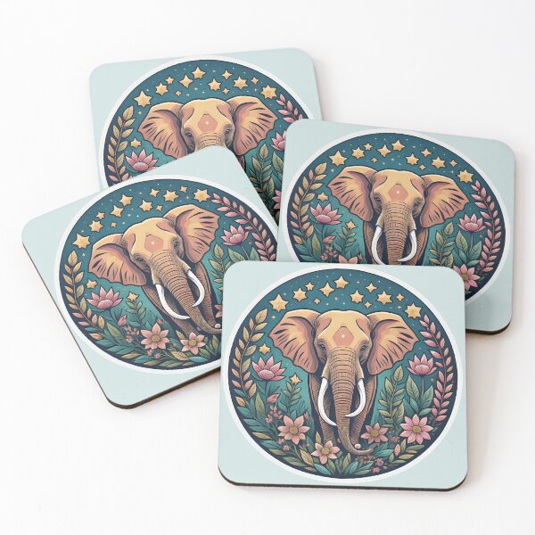 Item preview, African bush elephan surrounded by pink flowers designed and sold by WildStudiio.