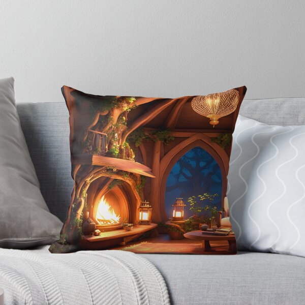 Item preview, Treehouse library - cozy ambience and fireplace  designed and sold by DreamlifeBackgrounds.