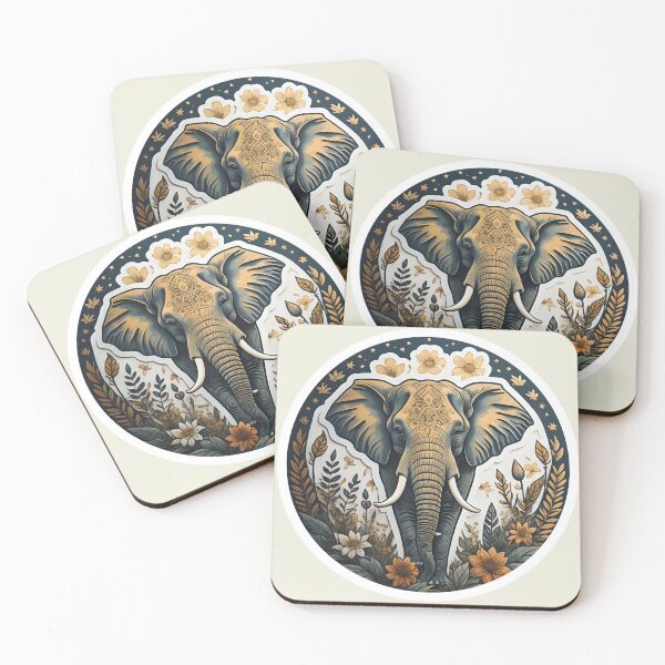 Item preview, African bush elephant surrounded by pink flowers designed and sold by WildStudiio.