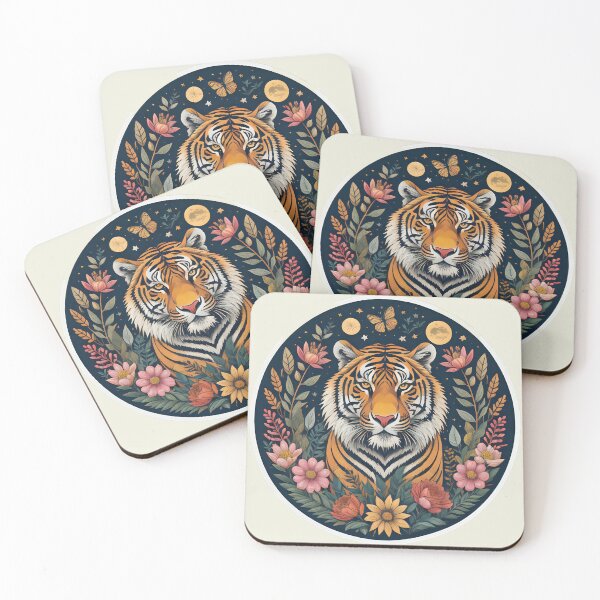 Item preview, Tiger surrounded by flowers designed and sold by WildStudiio.
