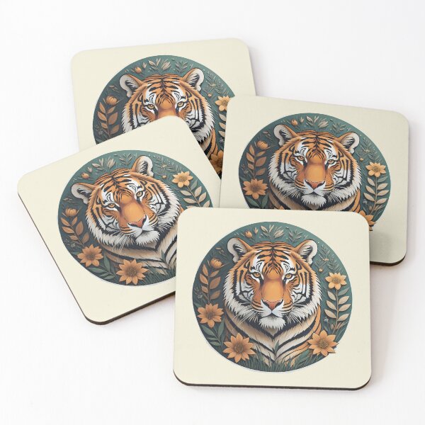 Item preview, Tiger surrounded by flowers designed and sold by WildStudiio.