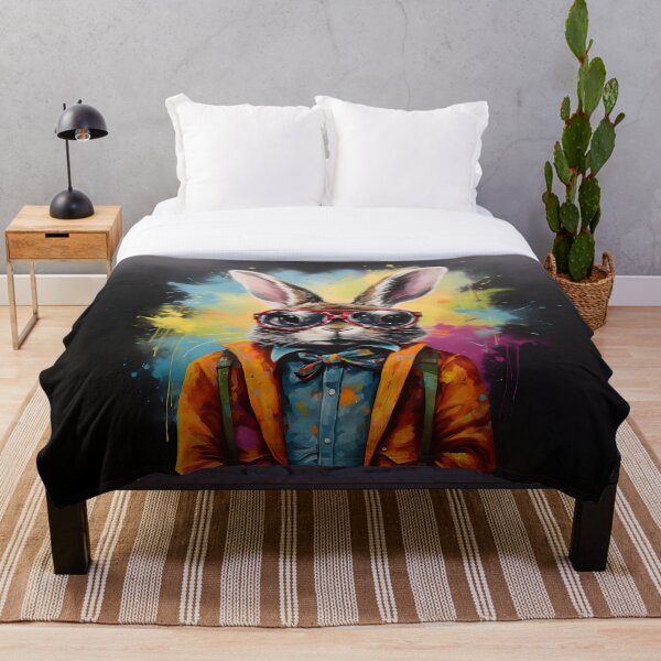 Item preview, Funky painting of a dressed rabbit wearing glasses designed and sold by workshoot.