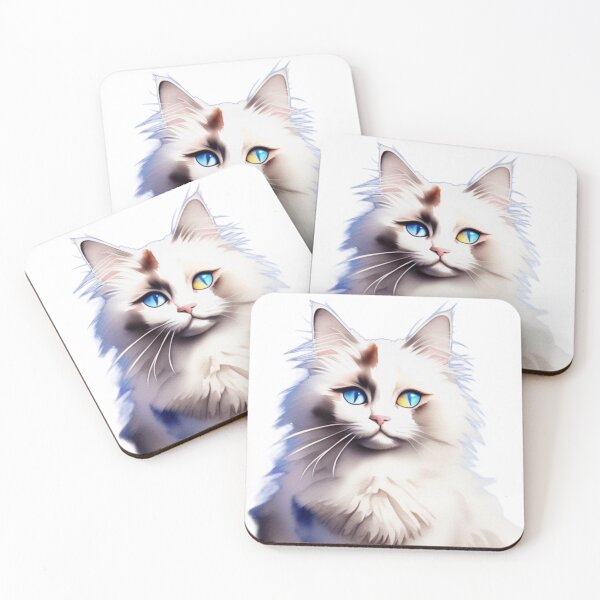 Item preview, White Cute Blue-eyed Ragdoll Cat  designed and sold by Pebasfa.