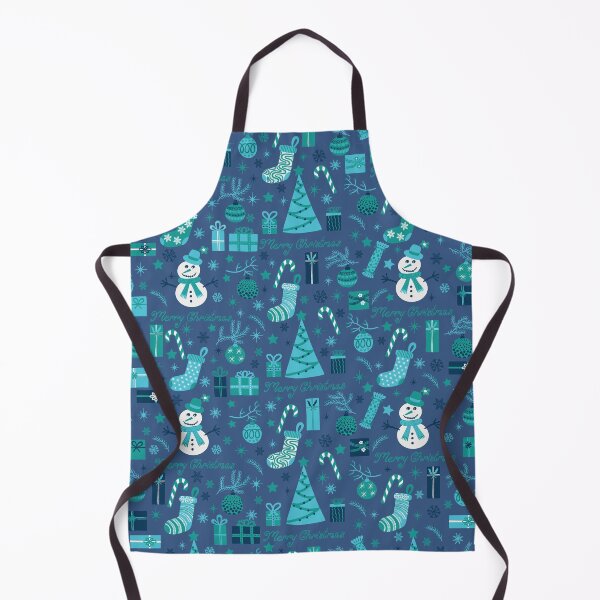 Item preview, Blue Aqua and Navy White Christmas Tree Decorating Fun on Dark Blue Background designed and sold by MoorePatterns.