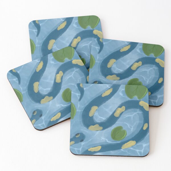 Item preview, a snake in the water. Art with snake and lilies. Beautiful snake on water designed and sold by Anhen-new-style.
