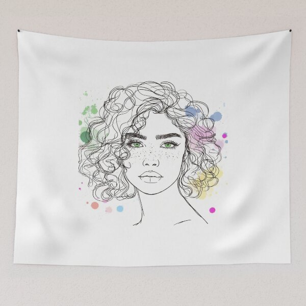 Item preview, Curls and Chaos: Artistic Fusion of Woman with Ink Blots designed and sold by ReplyGirl.