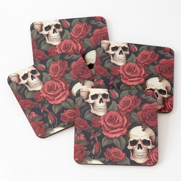 Item preview,  Happy skull and red roes designed and sold by Chonessyway.