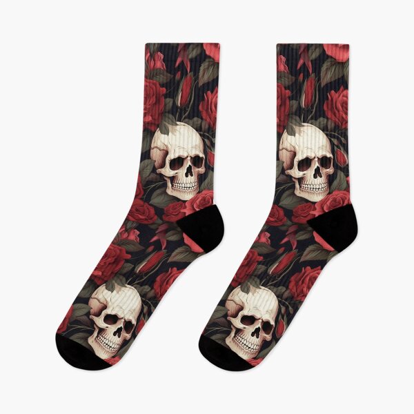 Item preview,  Happy skull and red roes designed and sold by Chonessyway.