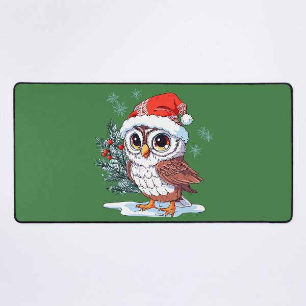 Item preview, Cute Owl wearing Santa hat near Christmas tree designed and sold by Niktarka.