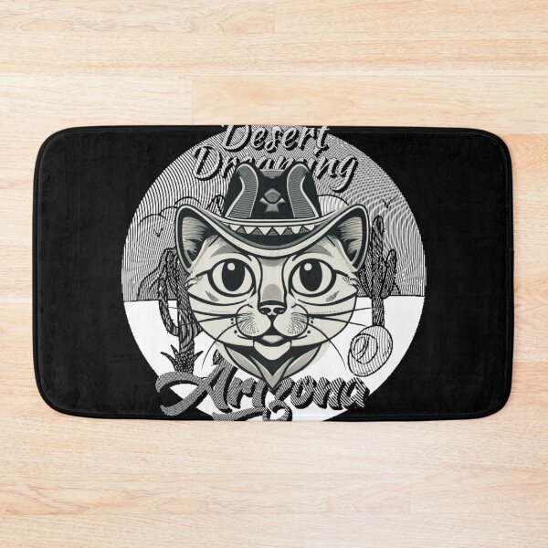 Item preview, Black white Western desert cat wearing hat designed and sold by VieBelieve.