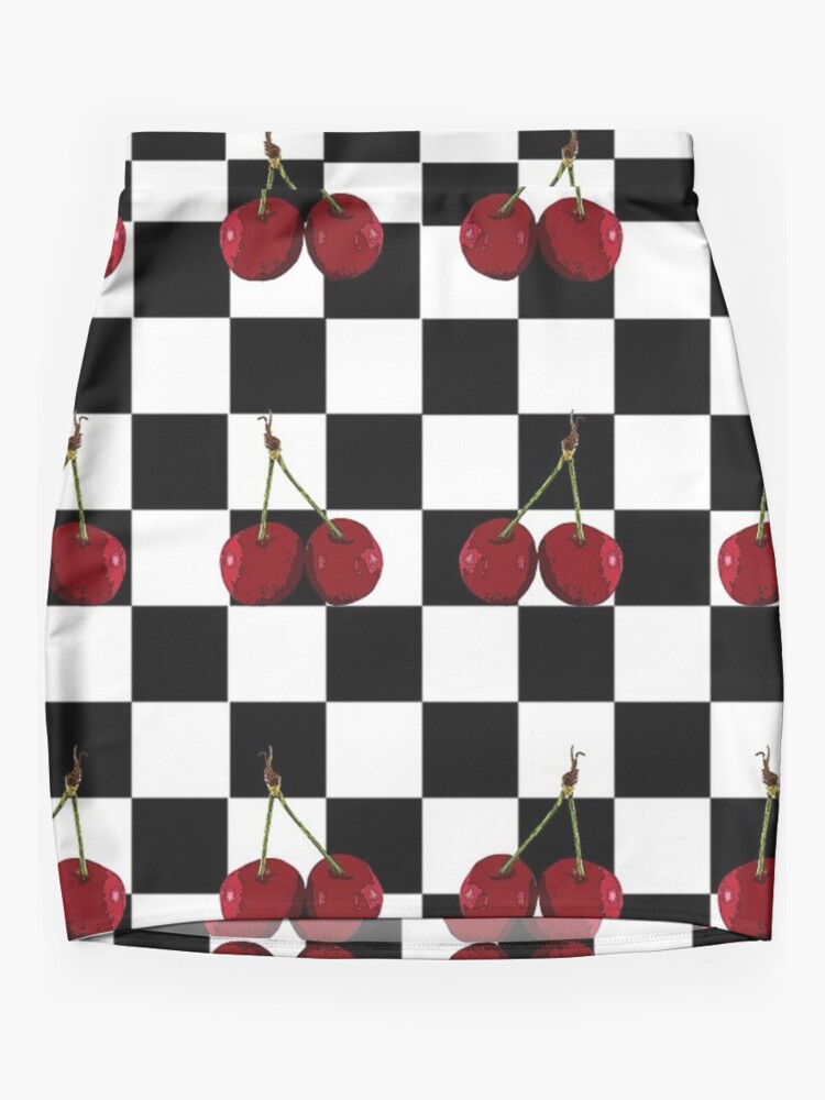 Checkered flag with Cherries  Mini Skirt for Sale by