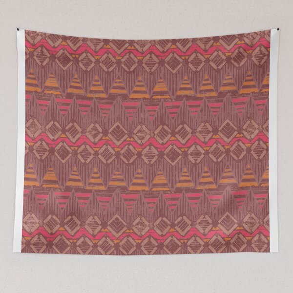 Item preview, Geometric retro afrikan pattern pink magenta designed and sold by Alessandro Remo Mazzoni Remotextiles.