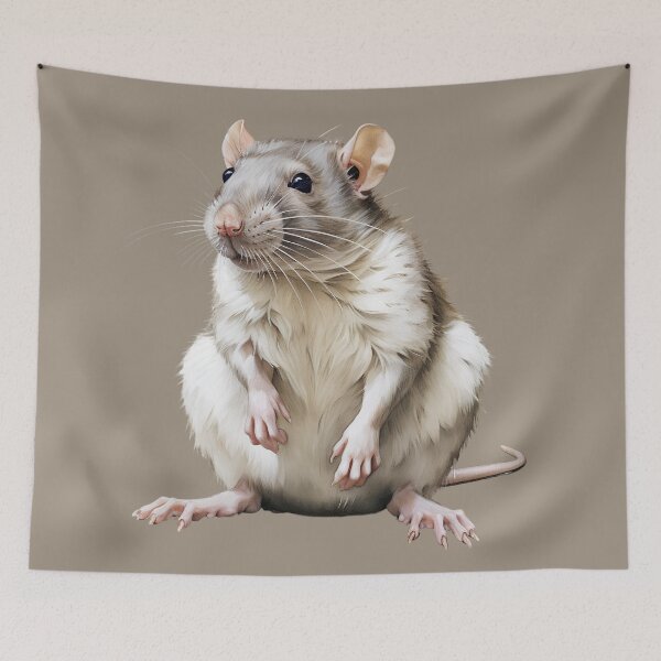 Item preview, Watercolor Rat, Fluffy Rat,  designed and sold by Lil-Satu.