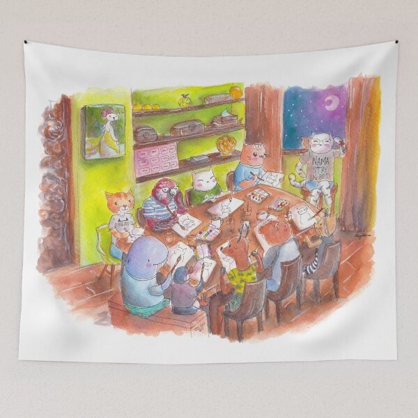 Item preview, Penguin, whale, cats and other animals having an art jam party. designed and sold by PenguinGirl-Art.
