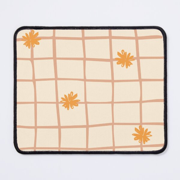 Item preview, Warm yellow and orange grid pattern with autumn flowers designed and sold by Dilerte.