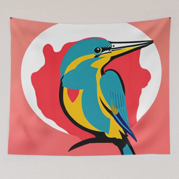 Item preview, Kingfisher bird pop art illustration vibrant designed and sold by Meena-tta.