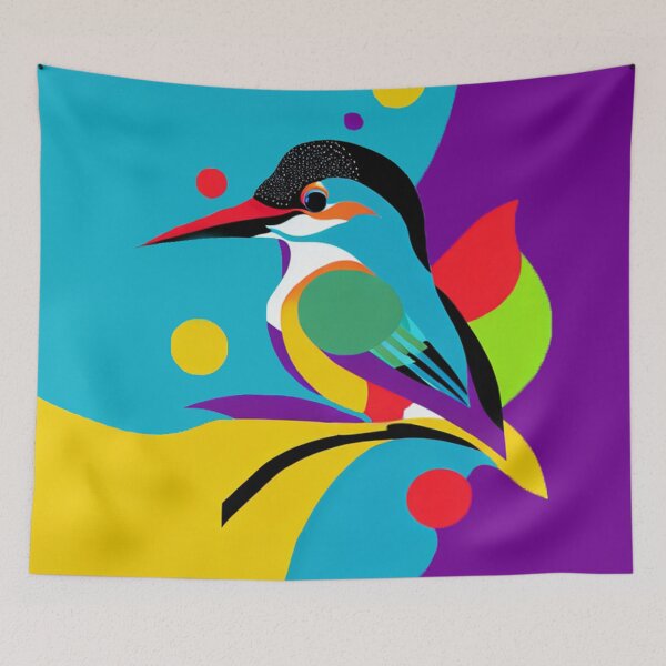Item preview, Kingfisher bird pop art illustration vibrant designed and sold by Meena-tta.