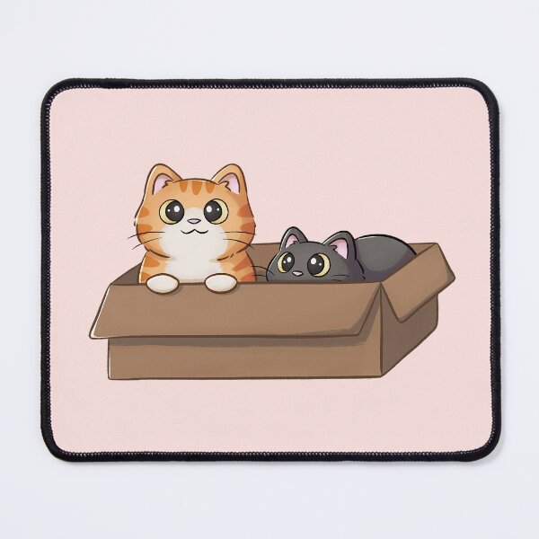 Artikelvorschau, Orangefarbene Katze und schwarze Katze im Kasten entworfen und verkauft von Meowrye.
