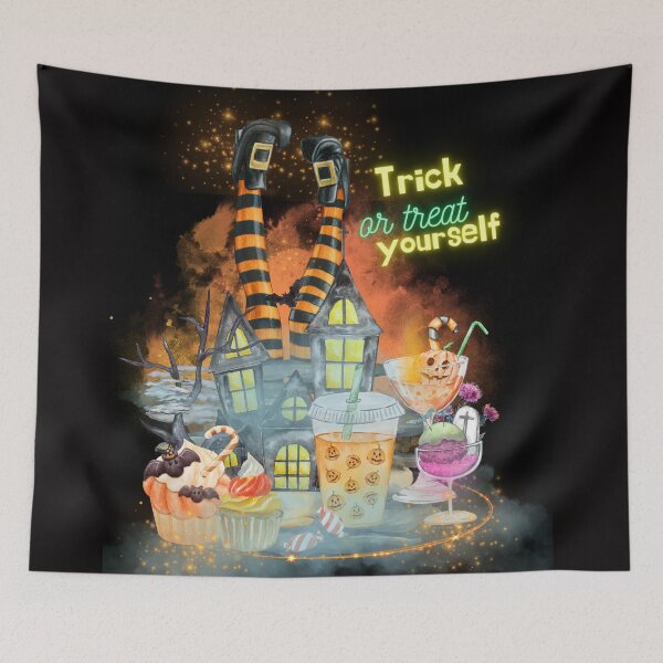 Item preview, Halloween "Trick or Treat Yourself" graphic design, Spooky Autumn Vibes, dark version designed and sold by Lunardreams54.