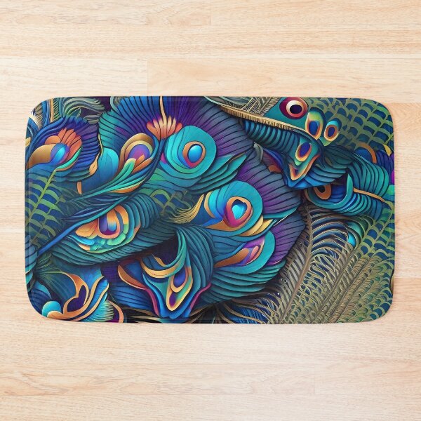 Item preview, Watercolor Peacock Feathers Pattern - Vibrant Light Colors, Highly Detailed with Diamants designed and sold by lamp148.
