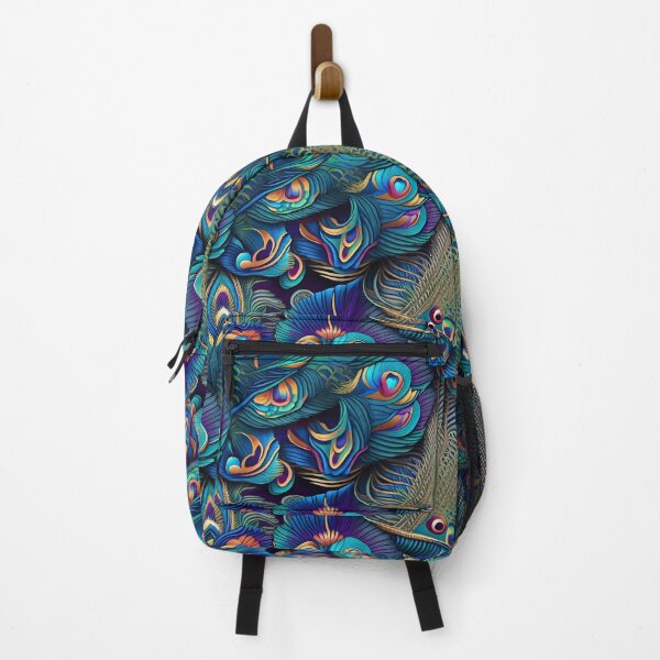 Item preview, Watercolor Peacock Feathers Pattern - Vibrant Light Colors, Highly Detailed with Diamants designed and sold by lamp148.