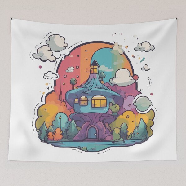 Item preview, Mushroom Haven: The Whimsical Home under the Rainbow designed and sold by TrendyMingle.