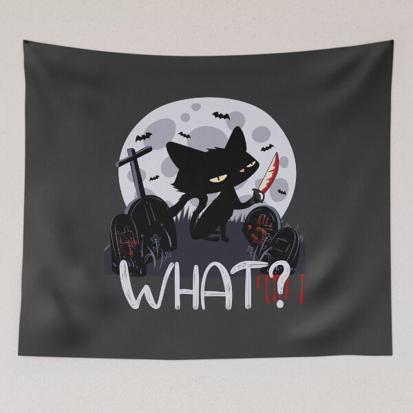 Item preview, Scary Cat Holding Knife Halloween Costume - Funny Black Cat What designed and sold by mann-doodles.