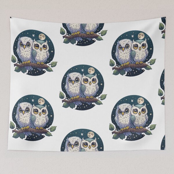 Item preview, Sweet Moonlit Owls in Love designed and sold by hudaG.