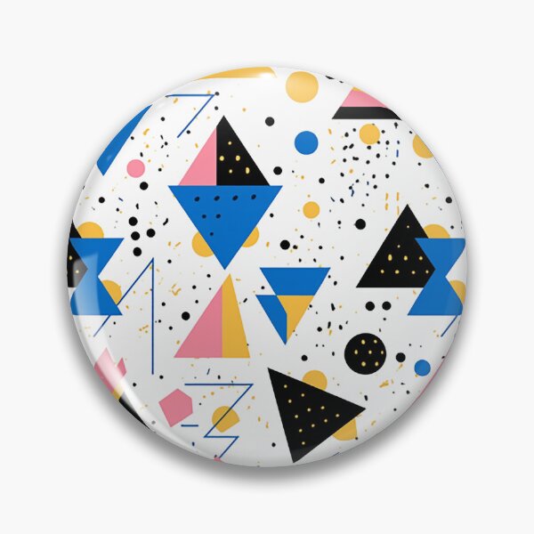 Item preview, Symmetrical Allure: Vibrant Geometric Dance in Blue, Pink, Yellow with Art Deco Charm designed and sold by PaintbrushPlace.