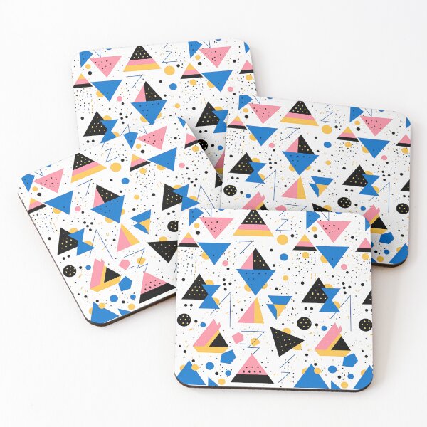 Item preview, Symmetrical Allure: Vibrant Geometric Dance in Blue, Pink, Yellow with Art Deco Charm designed and sold by PaintbrushPlace.