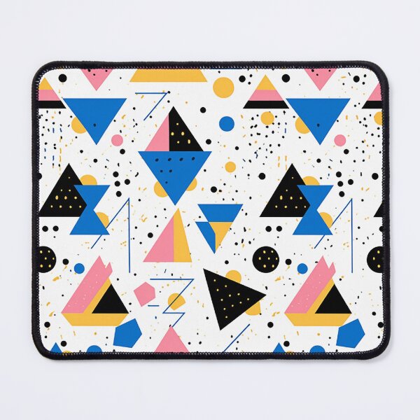 Item preview, Symmetrical Allure: Vibrant Geometric Dance in Blue, Pink, Yellow with Art Deco Charm designed and sold by PaintbrushPlace.