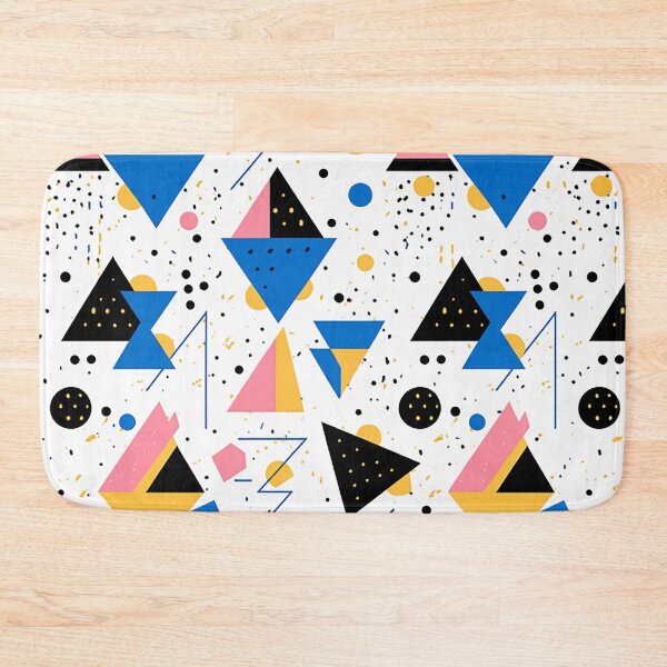 Item preview, Symmetrical Allure: Vibrant Geometric Dance in Blue, Pink, Yellow with Art Deco Charm designed and sold by PaintbrushPlace.