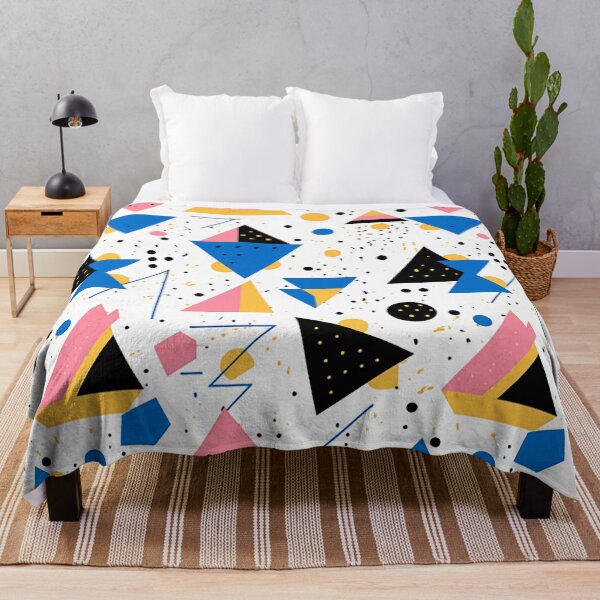 Item preview, Symmetrical Allure: Vibrant Geometric Dance in Blue, Pink, Yellow with Art Deco Charm designed and sold by PaintbrushPlace.